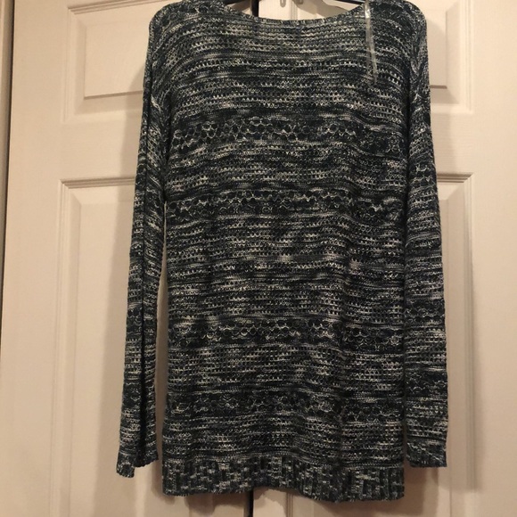 Kim Rogers - Large -Scoop Neck - Tunic Sweater -Deep Green and White - Picture 4 of 6
